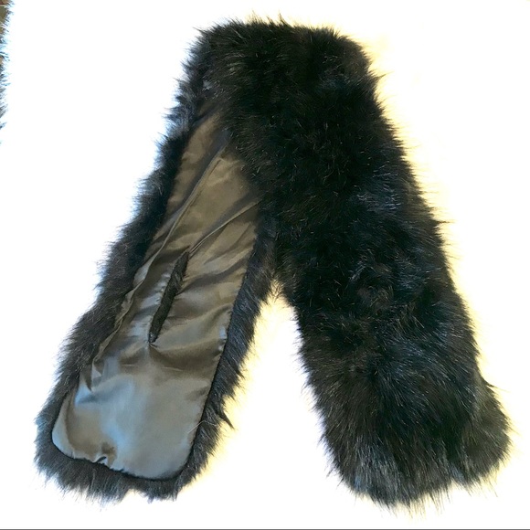 Vtg d’margeaux faux fur scarf shoulder neck wrap black fluffy winter accessory - Picture 6 of 7